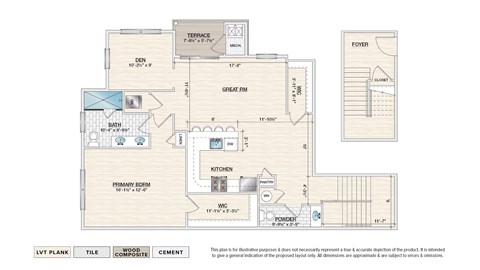 Floor plan for 1 bed, 1.5 baths, 1183 sqft